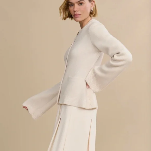 Jenni kayne cooper  ivory Button-Up Cardigan- size L - Picture 3 of 6